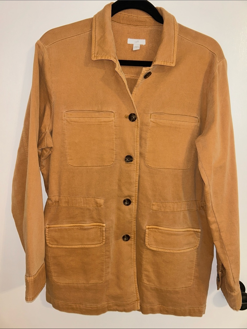J. Jill Tan Utility Jacket with Patch Pockets